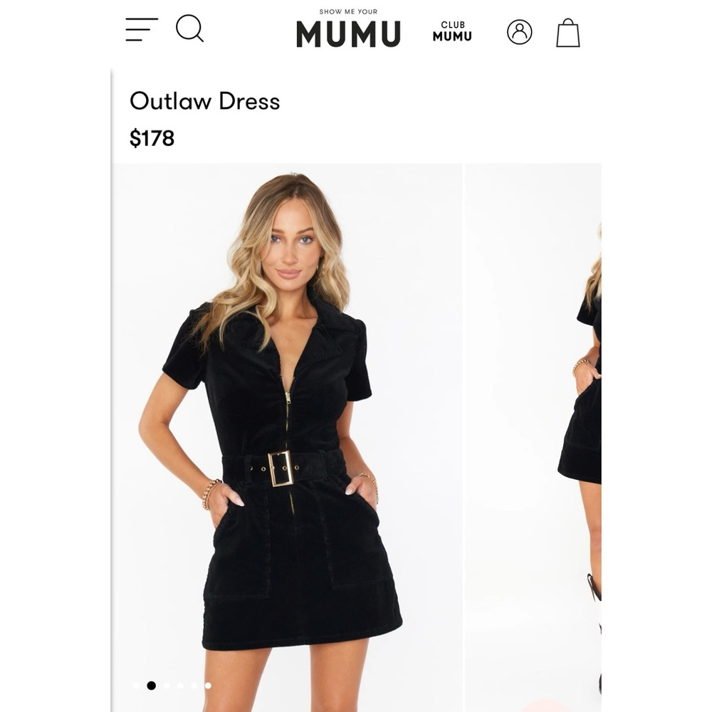 Show Me Your MuMu Black Corduroy Outlaw Dress